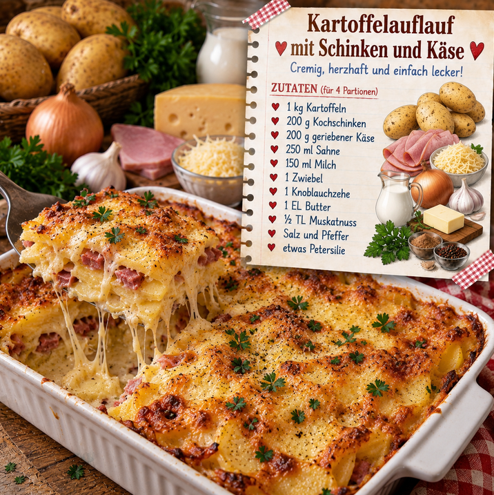 🥔 Kartoffelauflauf mit Schinken und Käse
