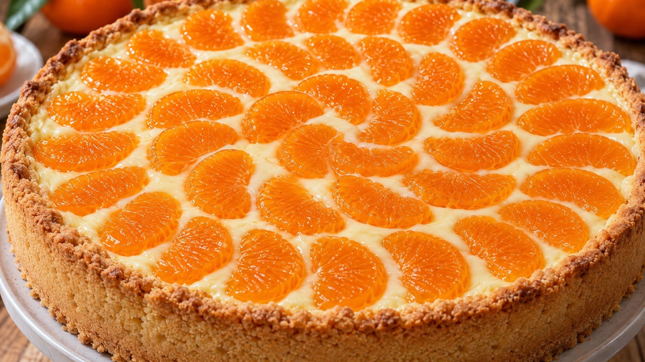 Mandarinen-Schmand-Kuchen mit Mürbeteigboden