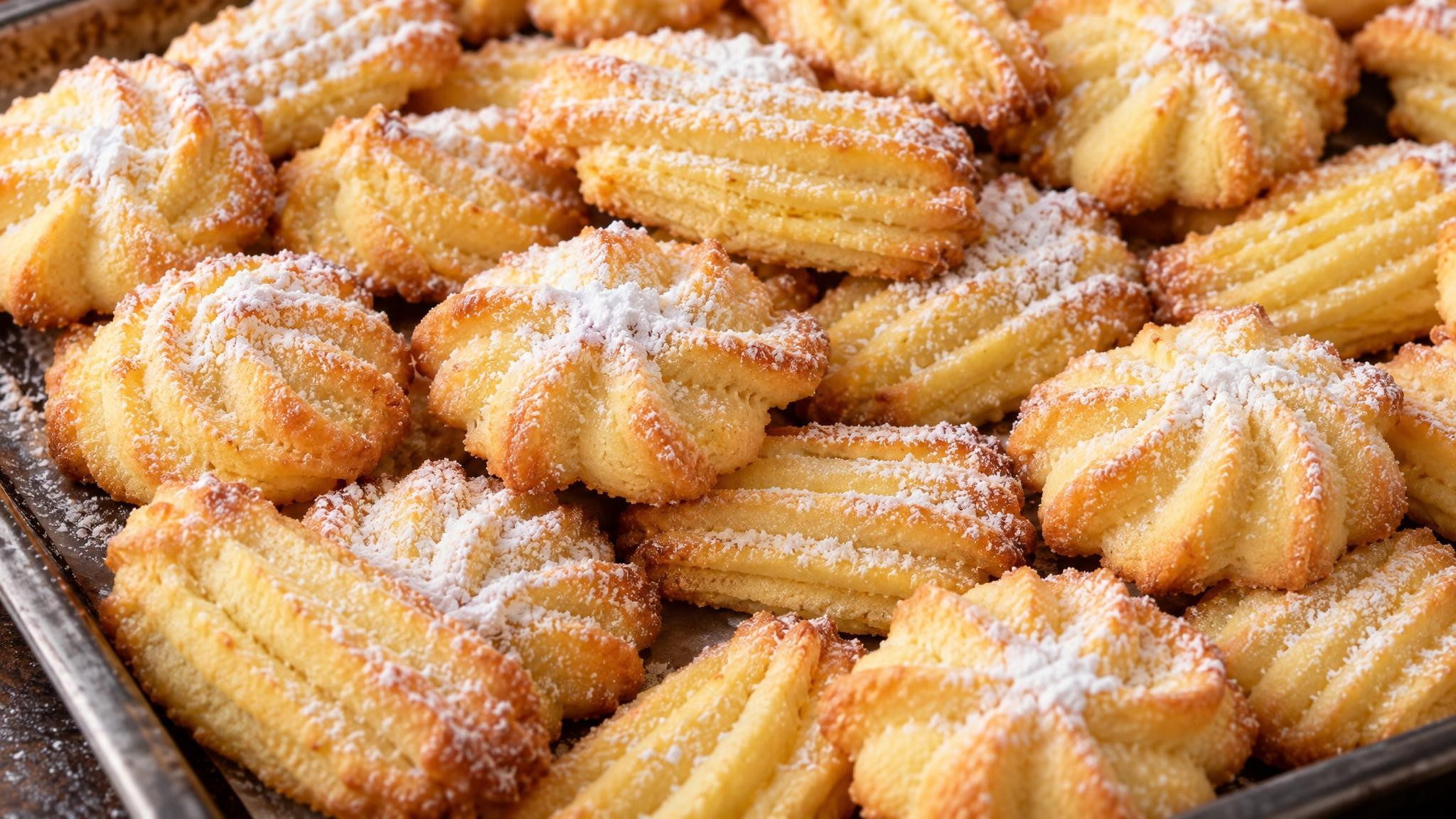 Plätzchen-Grundteig mit Puderzucker und Eigelb