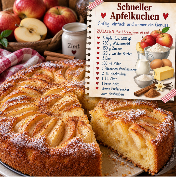 🍎 Schneller Apfelkuchen – saftig & einfach