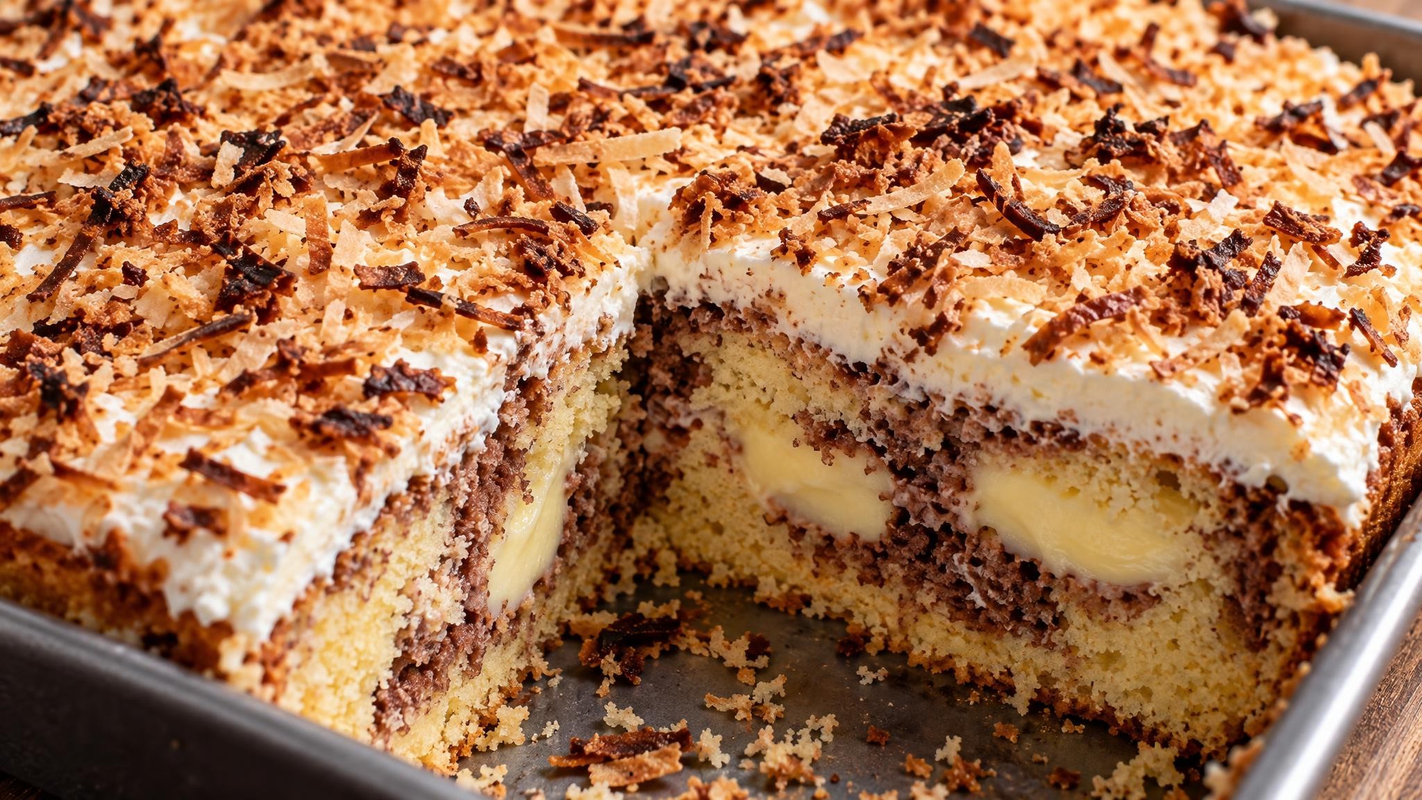 Rührkuchen mit Vanillepudding und Sahnecreme