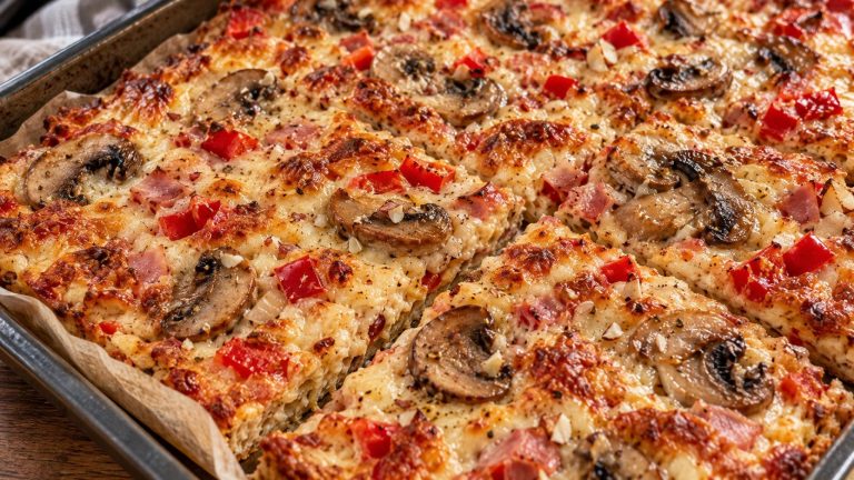 Schüttelpizza mit Mandeln, Gouda und Paprika
